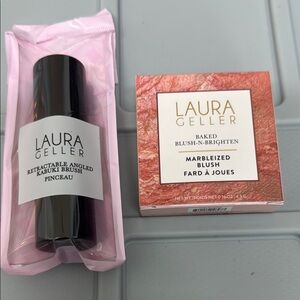 Laura Geller marbelized blush and kabuki brush
